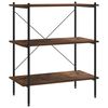 vidaXL 3-Tier Shelving Unit Black and Dark Wood 80x40x92 cm