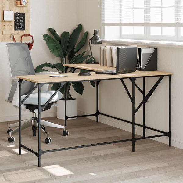 vidaXL Desk Sonoma Oak 149x149x75 cm Engineered Wood