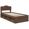 vidaXL Bed Frame with Headboard Brown Oak 90 x 190 cm Solid Pine Wood