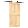vidaXL Sliding Door Natural and Black 100 x 210 cm Solid Pine Wood