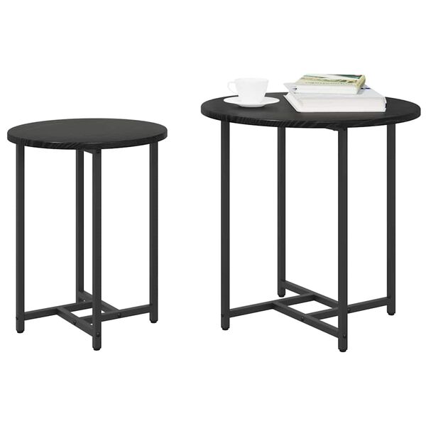 vidaXL Side Table Set 2 pcs Black Oak