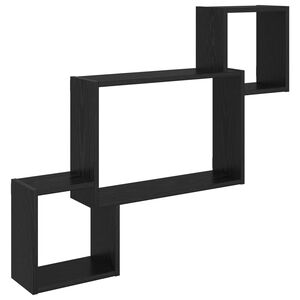 vidaXL Wall Shelf Wall-Mounted Black Oak 91.5 x 15 x 76 cm