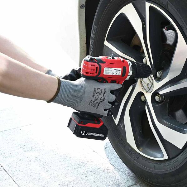 vidaXL Work Gloves 12 pcs Grey and Black 10 / XL Polyester