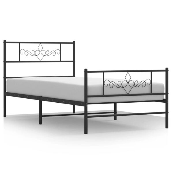 vidaXL Metal Bed Frame without Mattress with Footboard Black 80x200cm