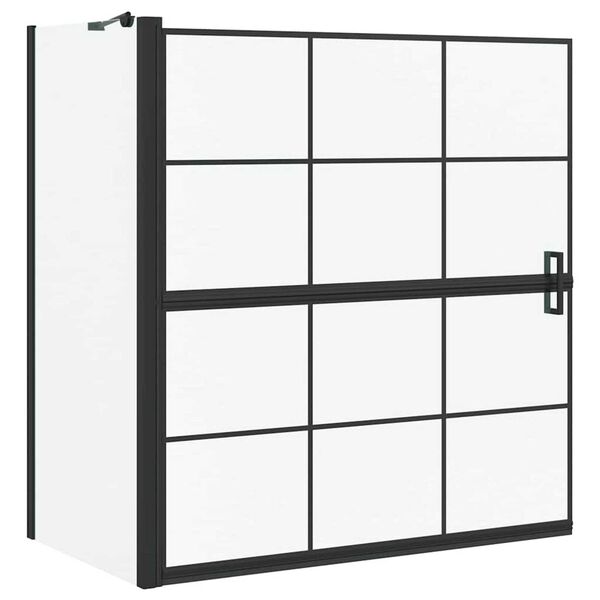 vidaXL Bath Shower Screen Black and Transparent 116 x 68 x 128 cm