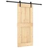 vidaXL Sliding Door Natural and Black 85 x 210 cm Solid Pine Wood