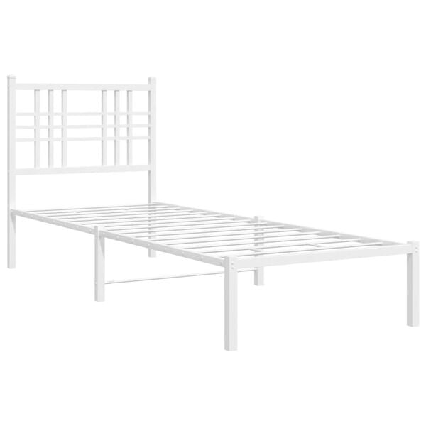vidaXL Metal Bed Frame without Mattress with Headboard White 80x200cm