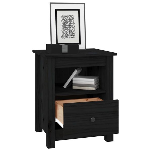 vidaXL Bedside Cabinets 2 pcs Black 40x35x49 cm Solid Wood Pine