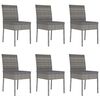 vidaXL 7 Piece Outdoor Dining Set with Cushions Poly Rattan Grey