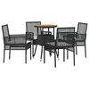 vidaXL Garden Dining Set 5 pcs Black Poly rattan