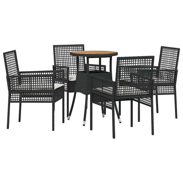 vidaXL Garden Dining Set 5 pcs Black Poly rattan