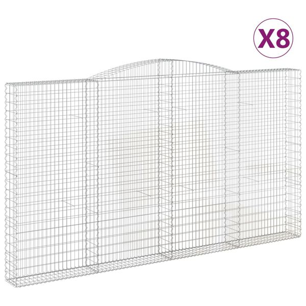 vidaXL Arched Gabion Baskets 8 pcs 400x30x220/240 cm Galvanised Iron