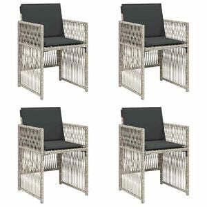 vidaXL Garden Chairs with Cushions 4 pcs Light Grey Poly Rattan
