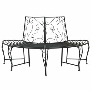 vidaXL Tree Bench 4-Seater 160 x 80 x 89 cm Steel Black Half-round