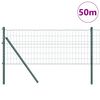 vidaXL Fence with Post Green 0.4 x 50 m Steel and PVC