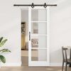 vidaXL Sliding Door White 73.5 x 211 cm Solid Pine Wood and Glass