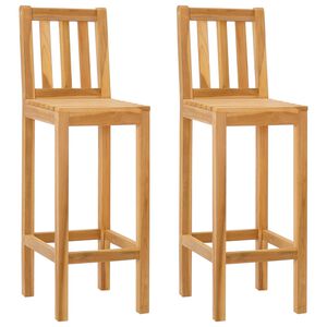 vidaXL Bar Stool 2 pcs Natural Solid Teak Wood