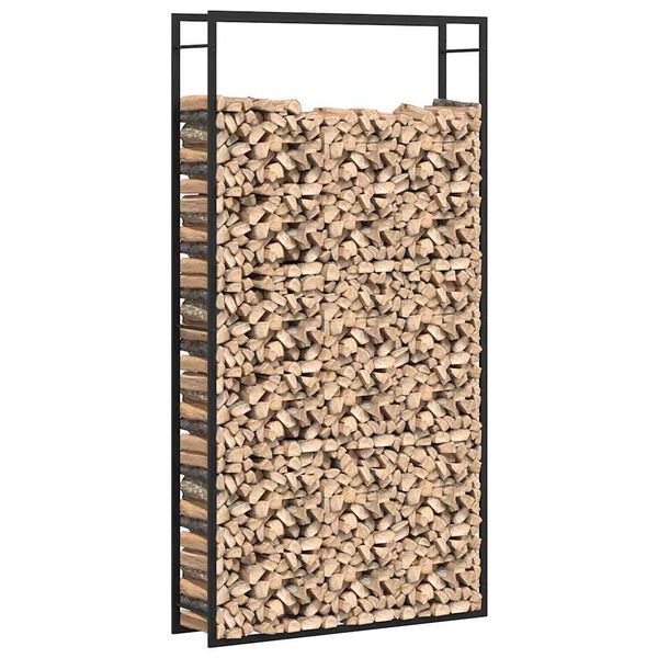 vidaXL Firewood Rack Matt Black 110x28x214 cm Steel