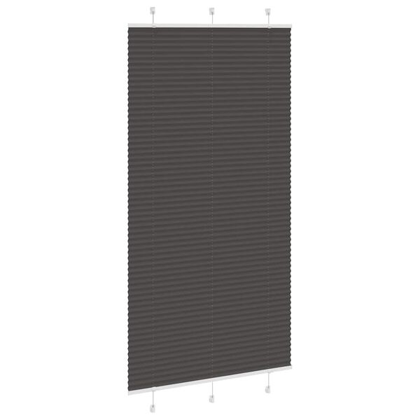 vidaXL Pleated Blind Black 110x200 cm Fabric Width 109.4 cm Polyester