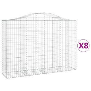 vidaXL Arched Gabion Baskets 8 pcs 200x50x140/160 cm Galvanised Iron