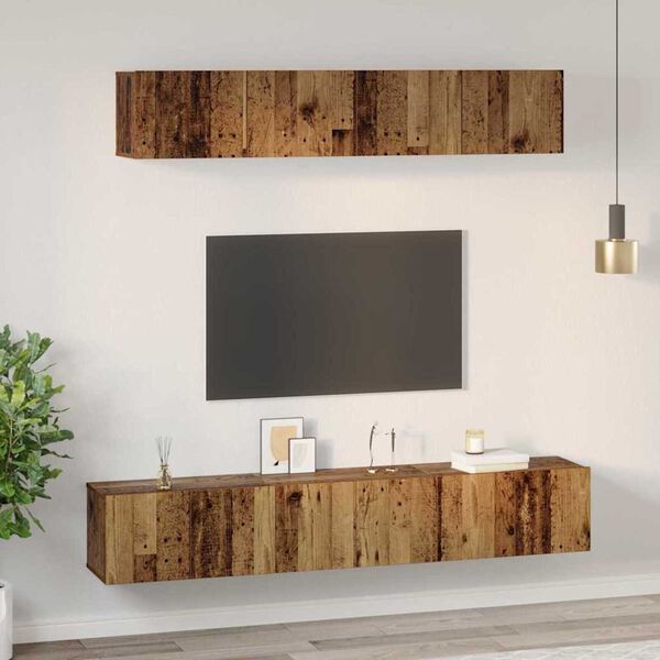 vidaXL TV Cabinet Set Wall-mounted 5 pcs Old Wood Engineered Wood