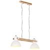 vidaXL Hanging Lamp | White and barn brown | Iron, Solid mango wood | Medium