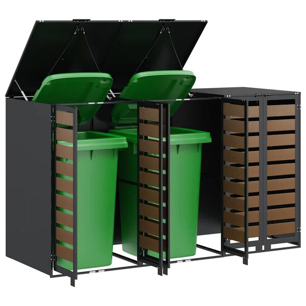 vidaXL Wheelie Bin Storage for 3 Bins Anthracite 204 x 77.5 x 115.5 cm