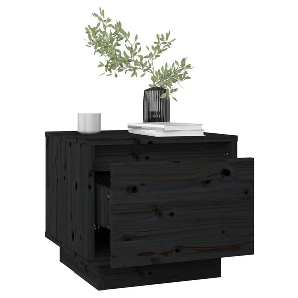 vidaXL Bedside Cabinets 2 pcs Black 35x34x32 cm Solid Wood Pine