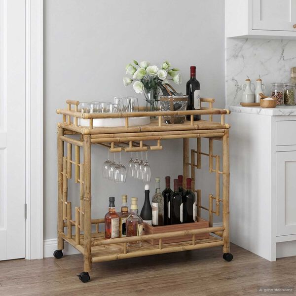 vidaXL Wine Trolley with Wheels Natural 85 x 50 x 93 cm Bamboo