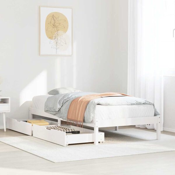 vidaXL Bed Frame without Mattress White 90x190 cm Single Solid Wood Pine