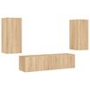 vidaXL 4 Piece TV Wall Units with LED Sonoma Oak Engineered Wood