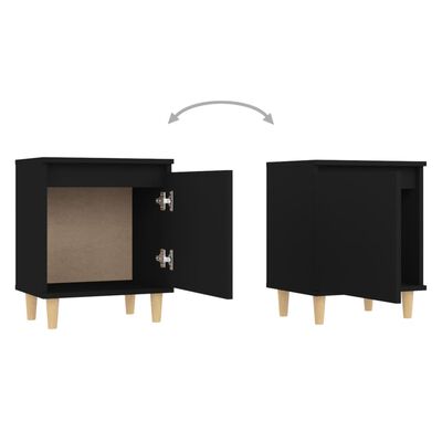 vidaXL Bed Cabinet with Solid Wood Legs Black 40x30x50 cm