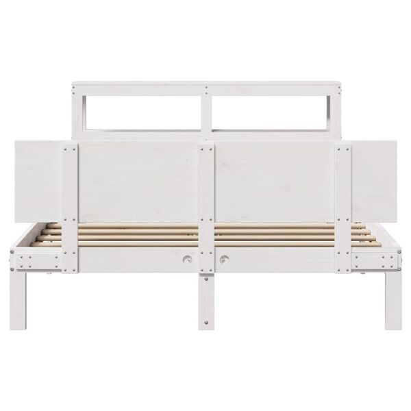 vidaXL Bed Frame with Headboard without Mattress White 140x200 cm