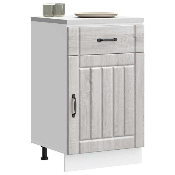 vidaXL Kitchen Base Cabinet Lucca Grey Sonoma Engineered Wood