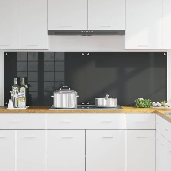 vidaXL Kitchen Backsplash 2 pcs Dark Grey 90 x 60 cm Tempered Glass