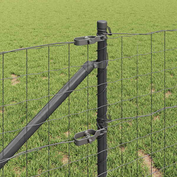 vidaXL Fence with Posts Grey 0.8 x 25 m Steel