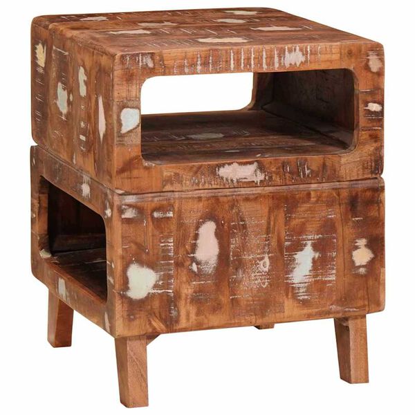 vidaXL End Table with Shelf Brown 40 x 40 x 49 cm Solid Reclaim Wood