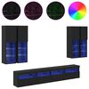 vidaXL TV Wall Cabinet Set with LED Lights with LED 7 pcs Black Oak