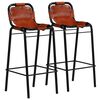 vidaXL Bar Set 3 Pieces Solid Reclaimed Wood and Genuine Goat Leather
