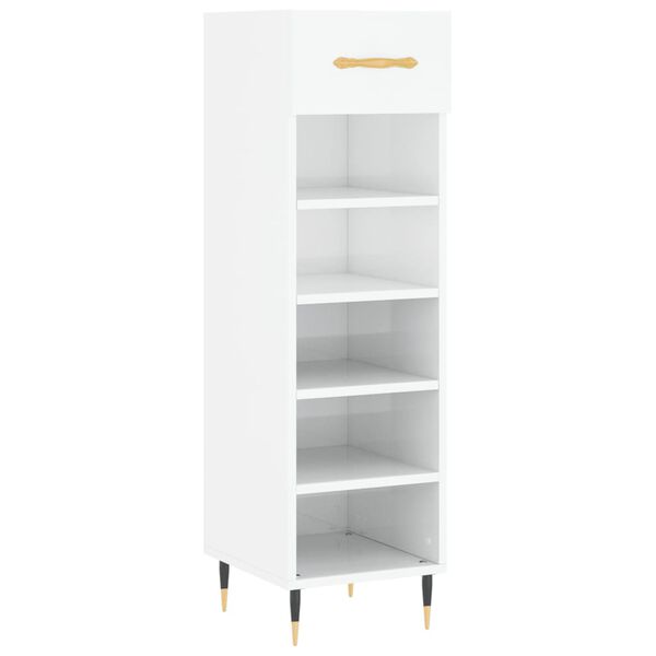 vidaXL Shoe Cabinet High Gloss White 30x35x105 cm Engineered Wood