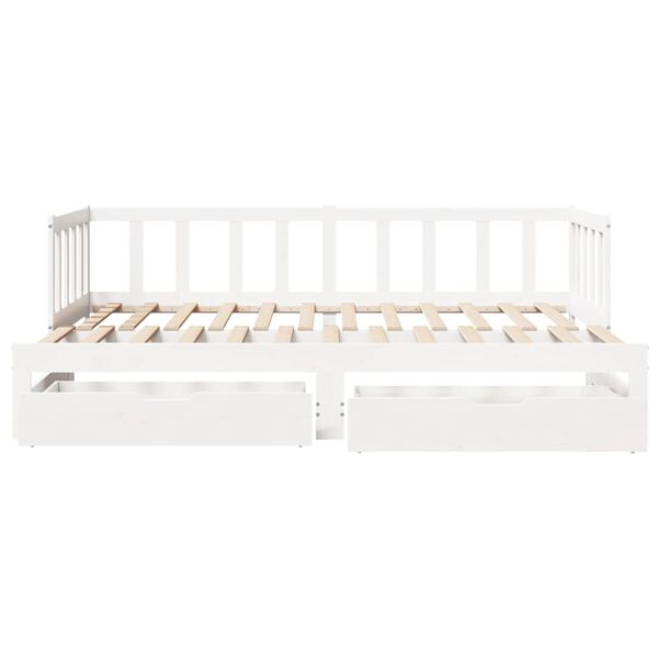 vidaXL Daybed with Trundle and Drawers without Mattress White 90x190 cm Single