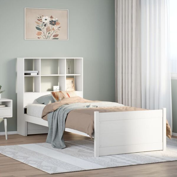 vidaXL Bookcase Bed without Mattress White 90x190cm Single Solid Wood Pine