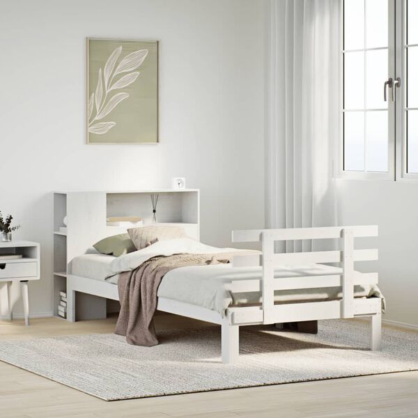 vidaXL Bookcase Bed without Mattress White 90x200cm Solid Wood Pine