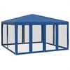 vidaXL Party Tent with 8 Mesh Sidewalls Blue 4x4 m HDPE