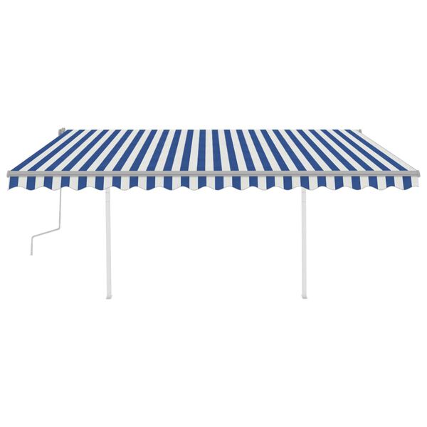 vidaXL Manual Retractable Awning with LED 4x3.5 m Blue and White