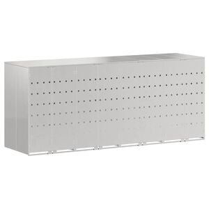 vidaXL Wheelie Bin Storage for 4 Bins Stainless Steel Silver