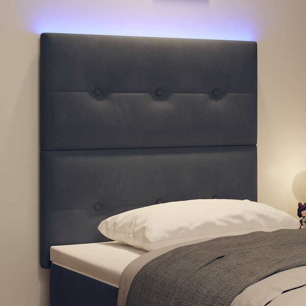 vidaXL LED Headboard with LED Strip Lights Manual Grey 80 cm Polyester