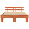 vidaXL Bed Frame with Headboard Wax Brown 160 x 200 cm Solid Pine Wood