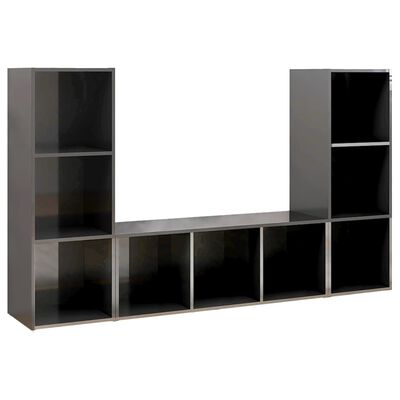 vidaXL TV Cabinets 3 pcs High Gloss Grey 107x35x37 cm Engineered Wood