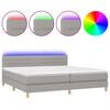 vidaXL Box Spring Bed with Mattress&LED Light Grey 200x200cm Fabric
